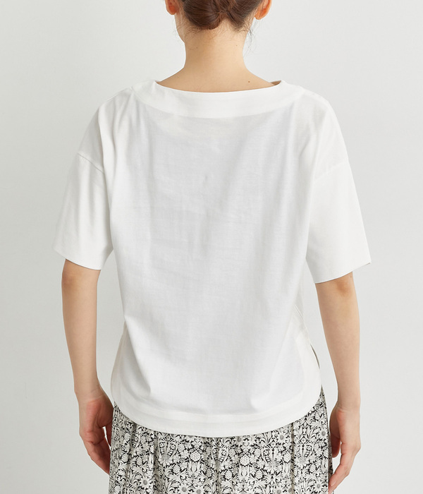 天竺ボーダードロップショルダーTシャツ(A・オフシロ)