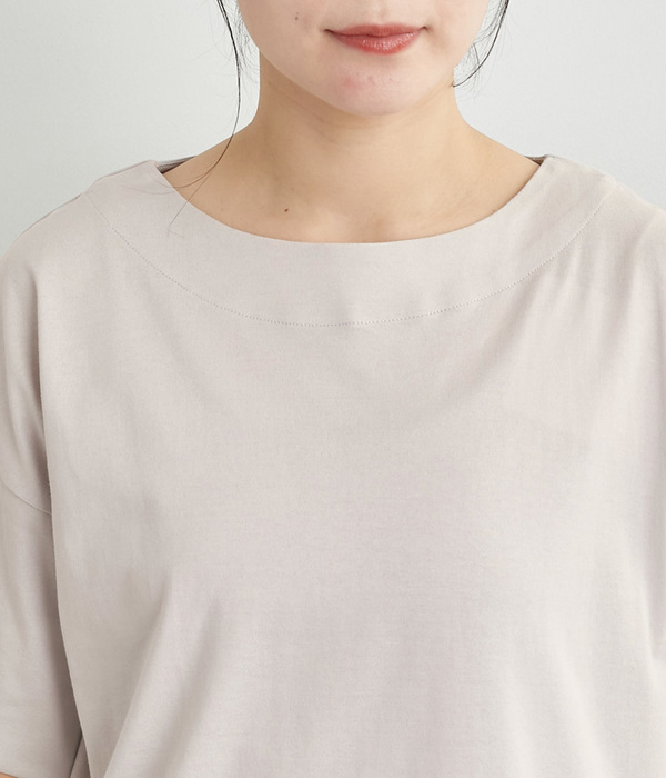 天竺ボーダードロップショルダーTシャツ(A・オフシロ)