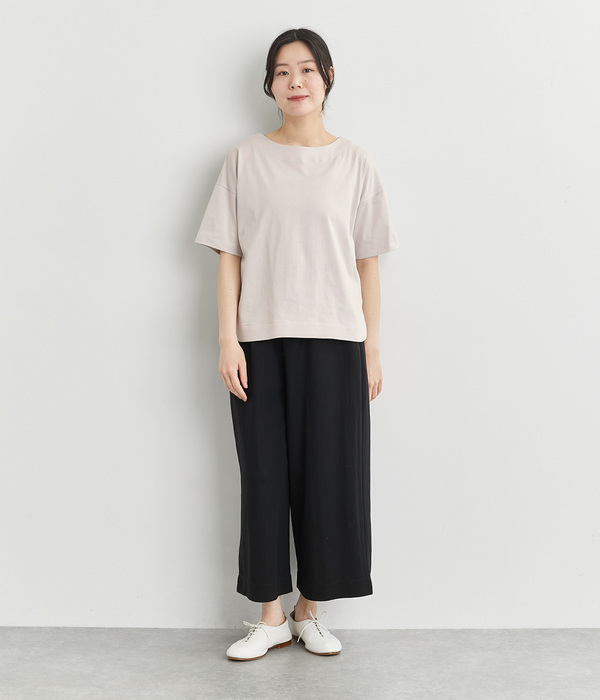天竺ボーダードロップショルダーTシャツ(A・オフシロ)
