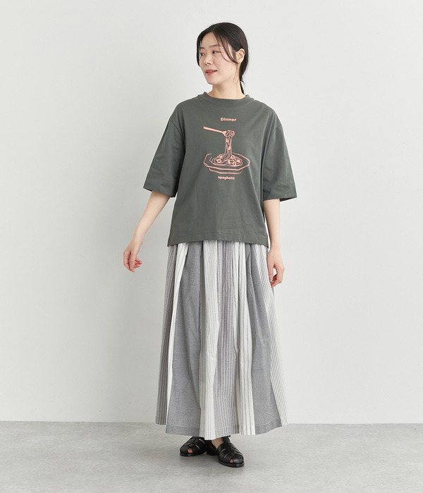 お食事プリントTシャツ(C・ブルーグレー)