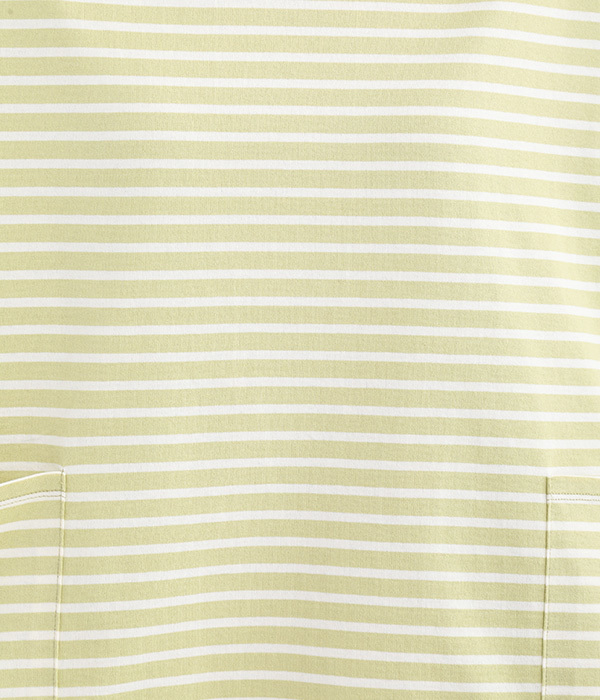 製品洗い 天竺バスクシャツ6分袖(B・イエロー×アイボリー)