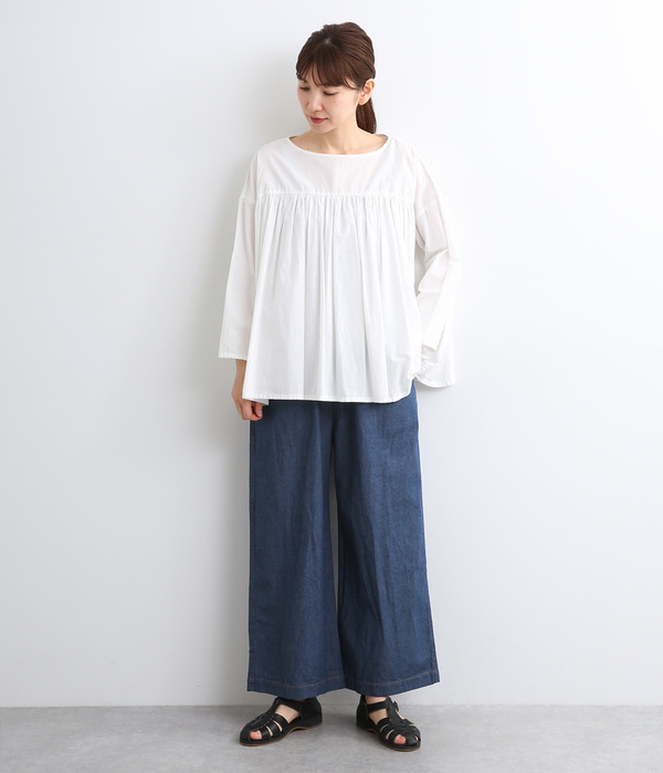 コットンデニムワイドパンツ(インディゴ)