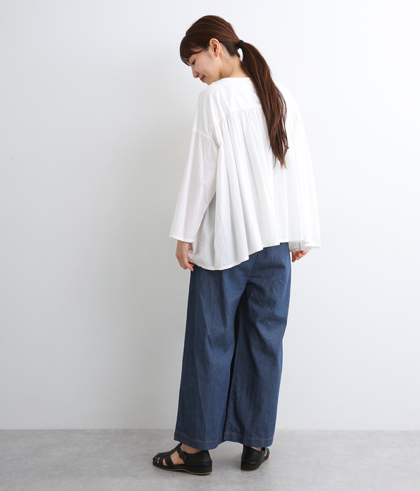 コットンデニムワイドパンツ(インディゴ)