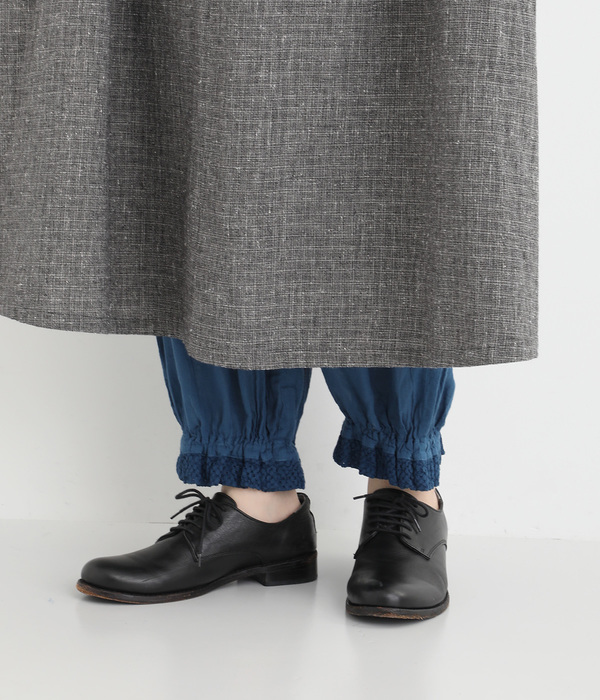 シングルガーゼ　裾レースペチパンツ(D・ブルー)