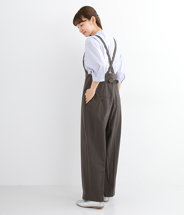 コットンダンプストラップ付ハイウエストパンツ(B・チャコール)