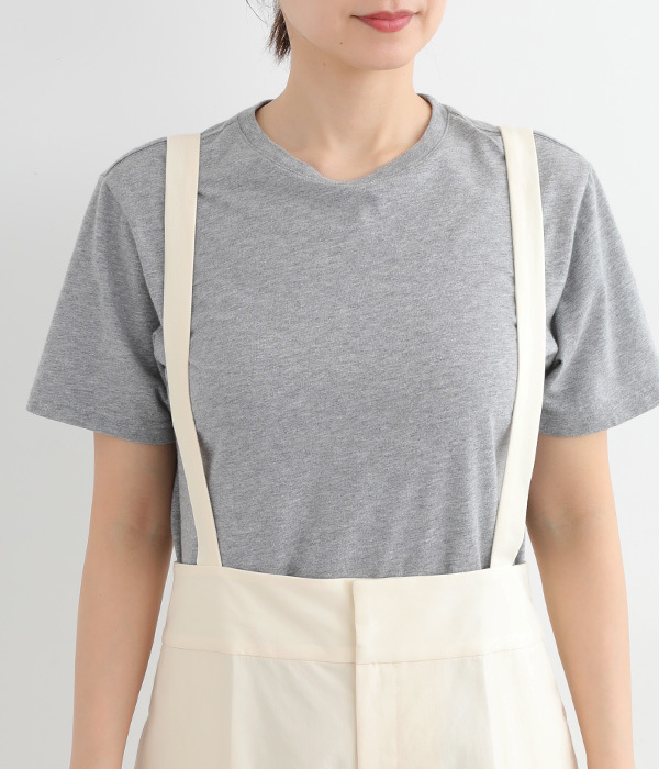 コットンダンプストラップ付ハイウエストパンツ(B・チャコール)