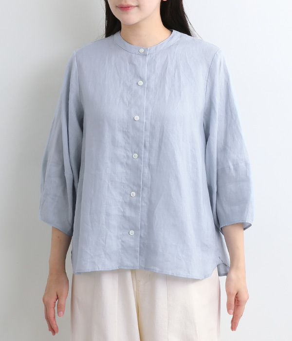 丸襟バルーン袖シャツ(C・サックス)