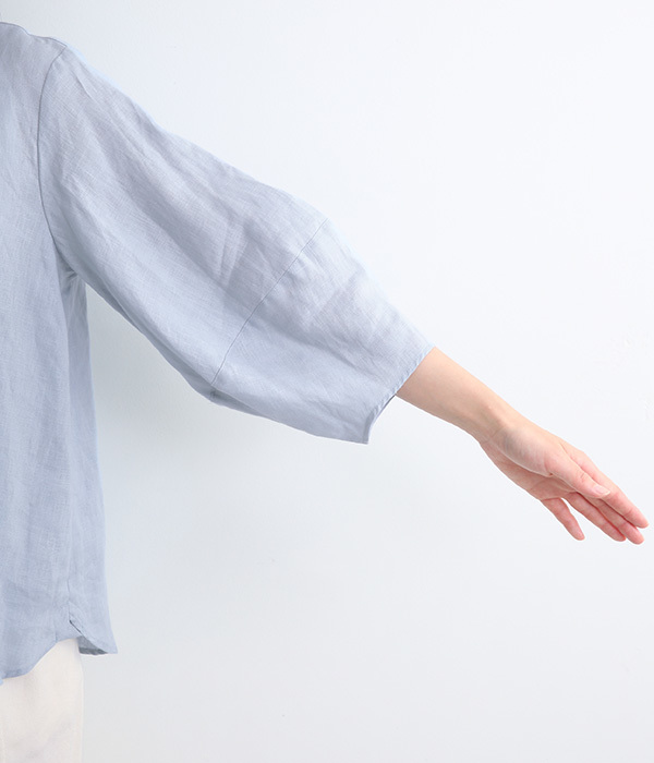 丸襟バルーン袖シャツ(C・サックス)