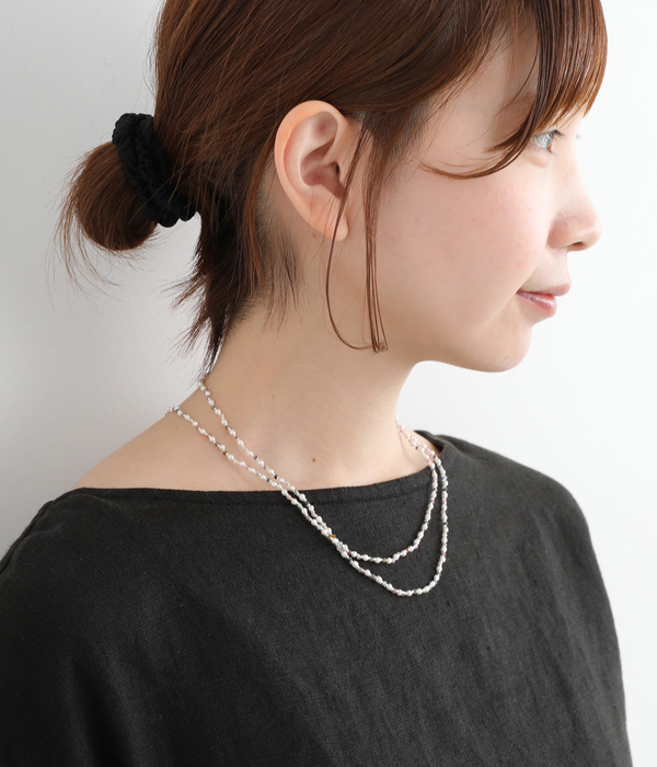 トルマリンバロックガラスパールロングネックレス(キスカ)