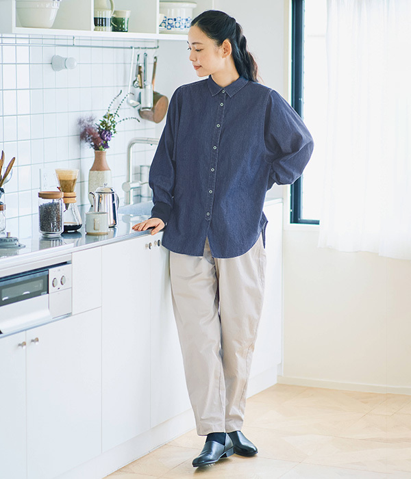 シワになりにくいパンツ(アイボリー)