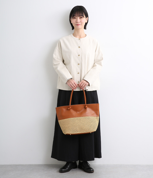 エステルメッシュ　牛革トート(C・シルバー)