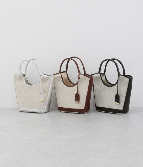 キャンバス×牛革　トリミング2wayトート　S(B・ブラウン)