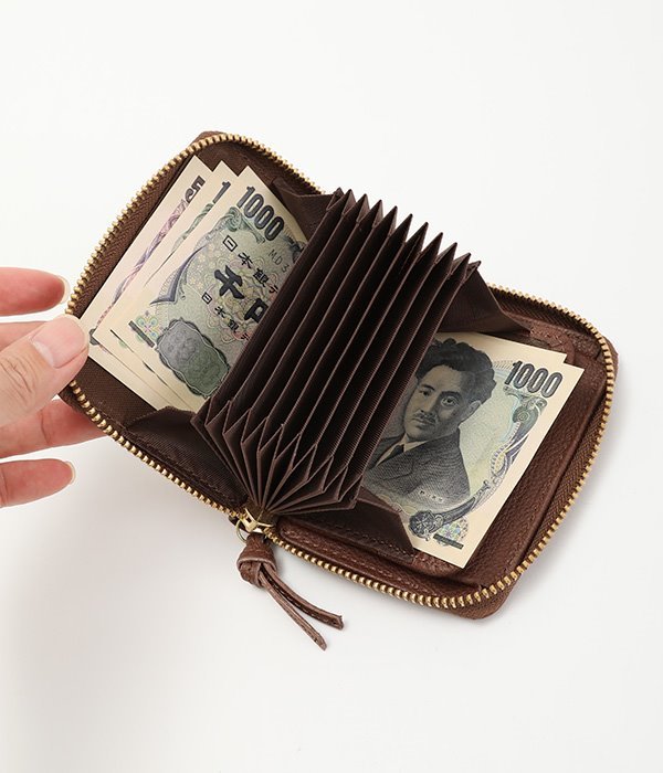 イタリアンレザー スキミング防止カード財布(D・カーキ)