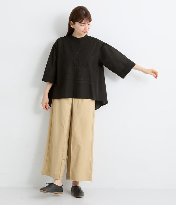 コットン ヨーク切り替えブラウス(C・ブラック)