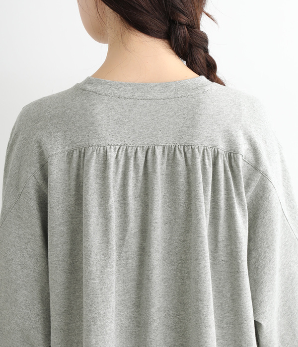 ギャザー5分袖Tシャツ(A・杢グレー)