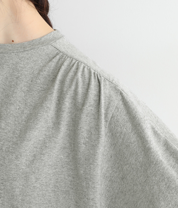 ギャザー5分袖Tシャツ(A・杢グレー)