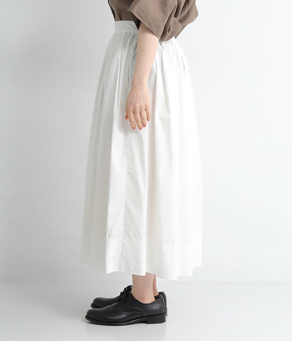 裾レースギャザースカート(A・ホワイト)
