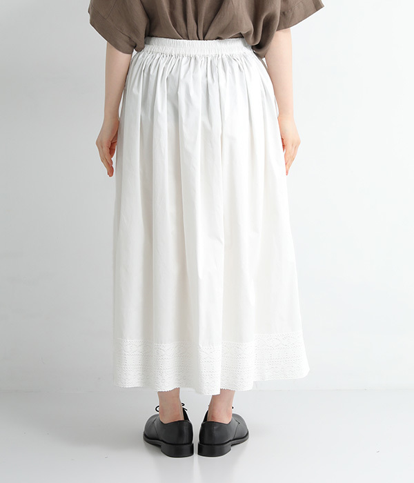 裾レースギャザースカート(A・ホワイト)