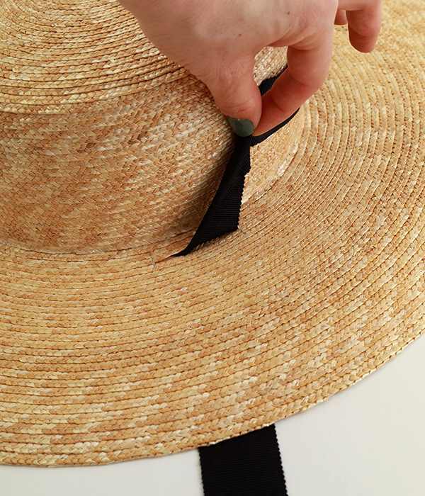 Cecil　セシル　ロングリボンカンカン帽(ナチュラル×ブラックリボン)