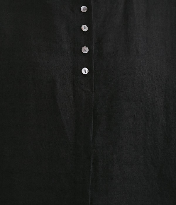 India Linen cotton　ワイドシャツワンピース(C・ブラック)