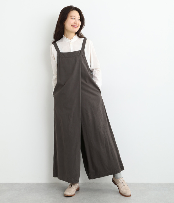 コットンワイドサロペット(B・チャコールグレー)