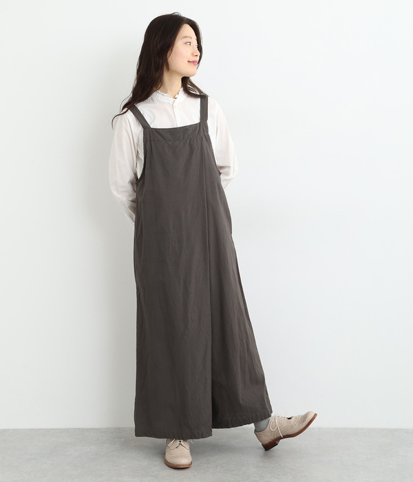 コットンワイドサロペット(B・チャコールグレー)