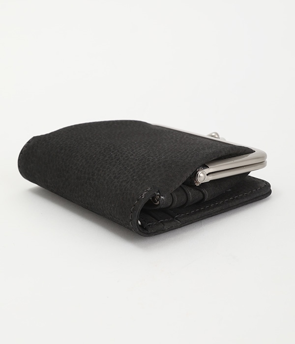 N-GAMO　ヌバックレザーがま口二つ折り財布(A・ブラック)