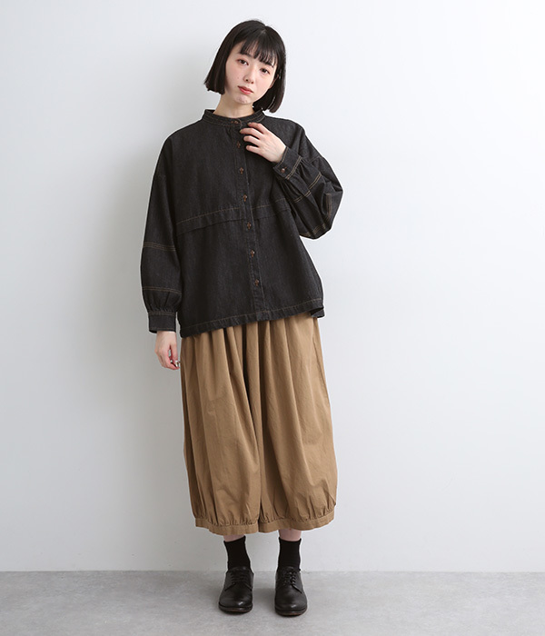 コットン ナチュラルバルーンパンツ(B・ブラック)