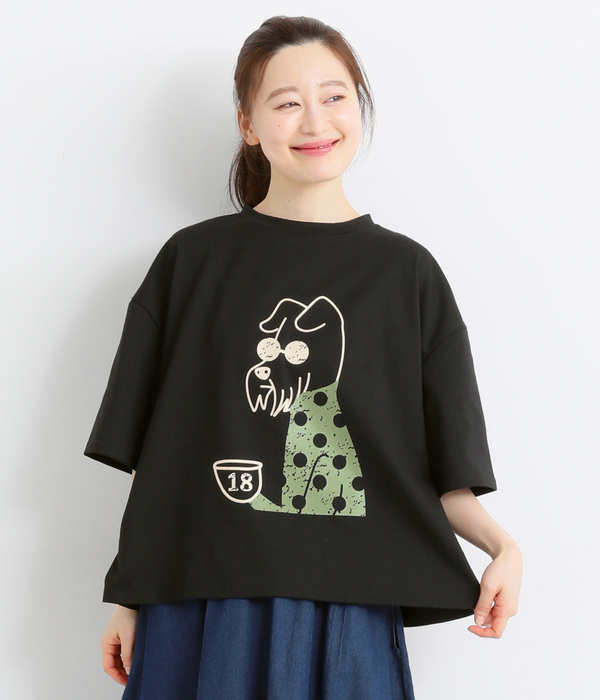 サングラスかけられた犬Tシャツ(C・ブラック)