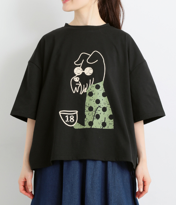 サングラスかけられた犬Tシャツ(C・ブラック)