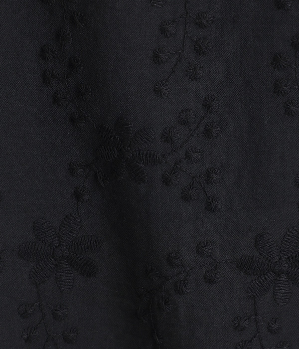 コットン レースプルオーバー リーフ刺繍(C・ブラック)