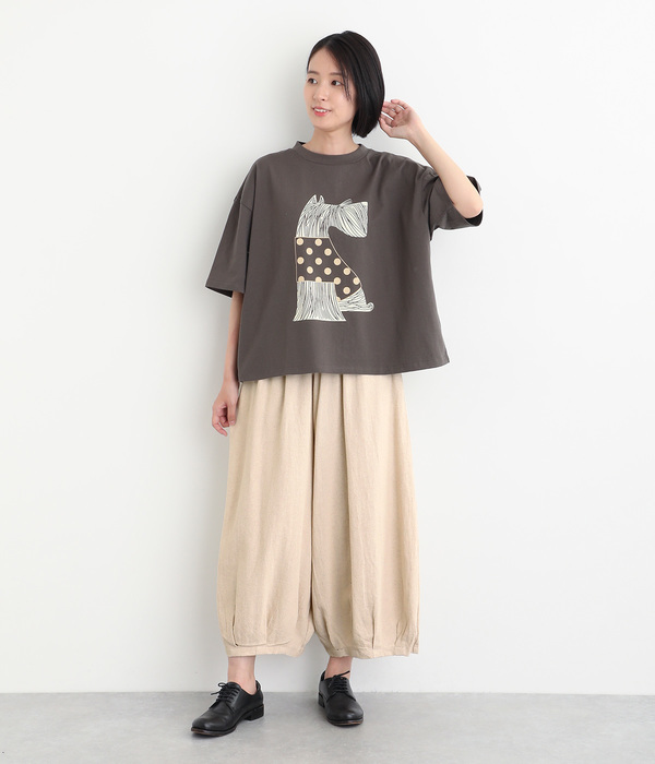 コットンリネン タック入りパンツ(B・ベージュ)
