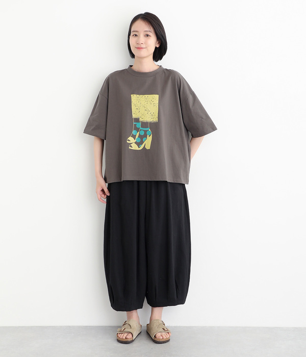 コットンリネン タック入りパンツ(B・ベージュ)