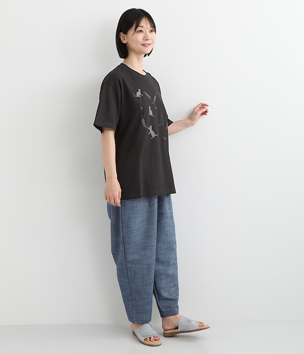 ドット風CATプリントTシャツ(B・ブラック)