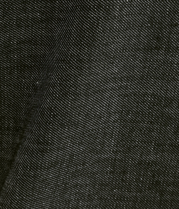 コットンリネンデニム スタンドカラーシャツ(B・ブラック)