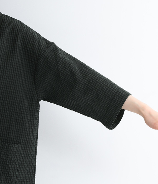 スタンドカラーシャツジャケット(B・グリーン×ブラック)