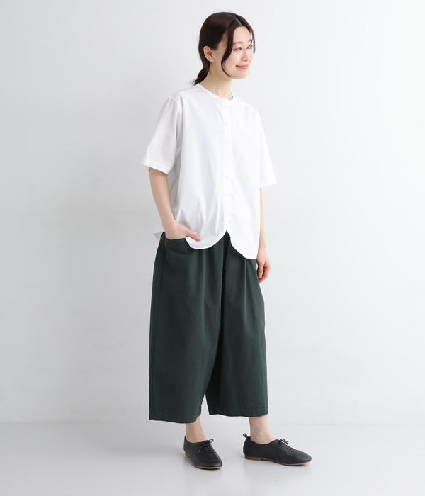 コットンツイル セミワイドクロップドパンツ(B・ダークグリーン)