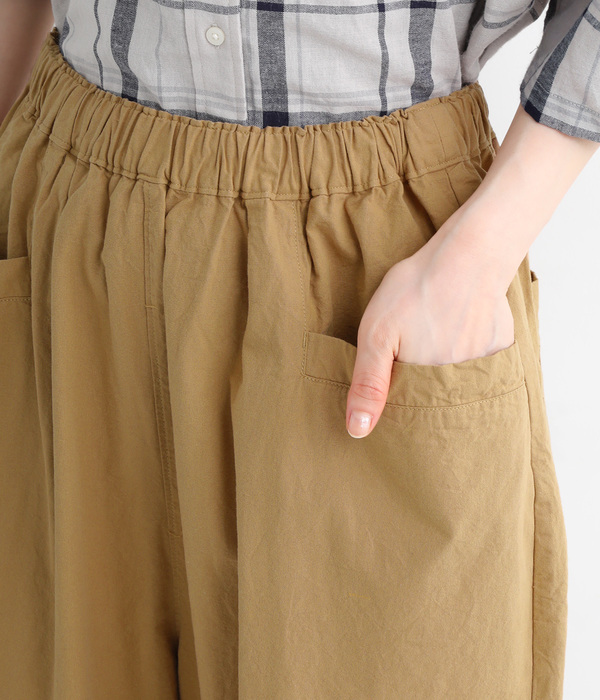 コットンツイル セミワイドクロップドパンツ(B・ダークグリーン)