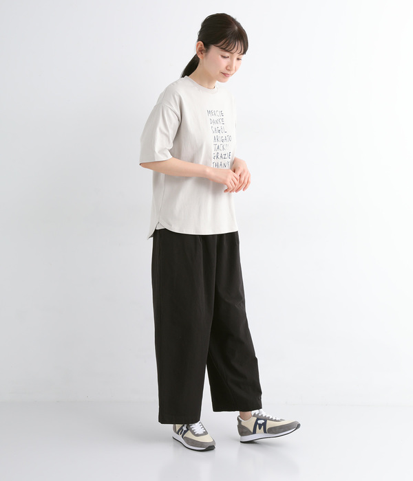 コットンツイル タックワイドパンツ(A・ベージュ)