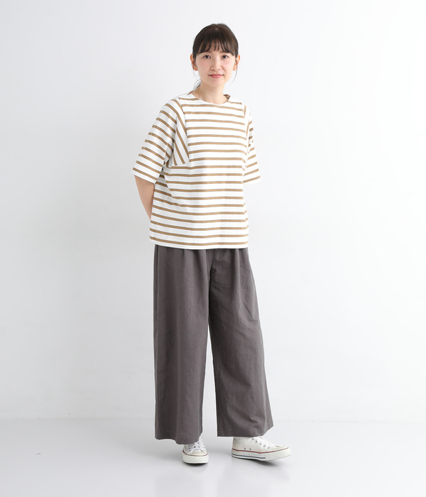 ライトヘビー天竺 ワイドTシャツ(A・ブラウンボーダー)