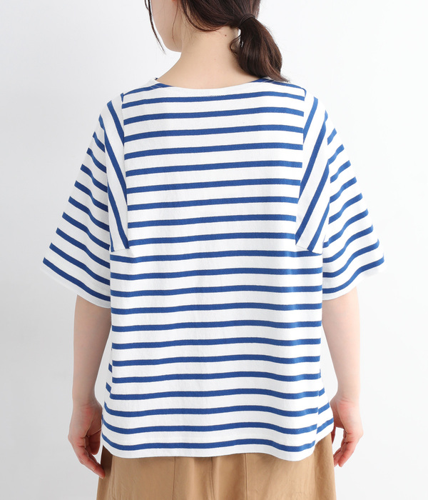 ライトヘビー天竺 ワイドTシャツ(B・ブルーボーダー)