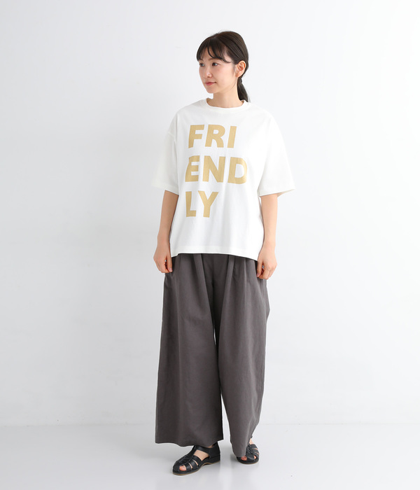 リサイクルコットン天竺 ロゴプリントTシャツ(A・オフホワイト)
