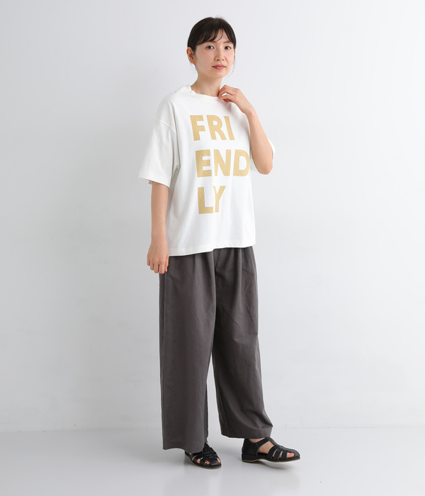 リサイクルコットン天竺 ロゴプリントTシャツ(A・オフホワイト)