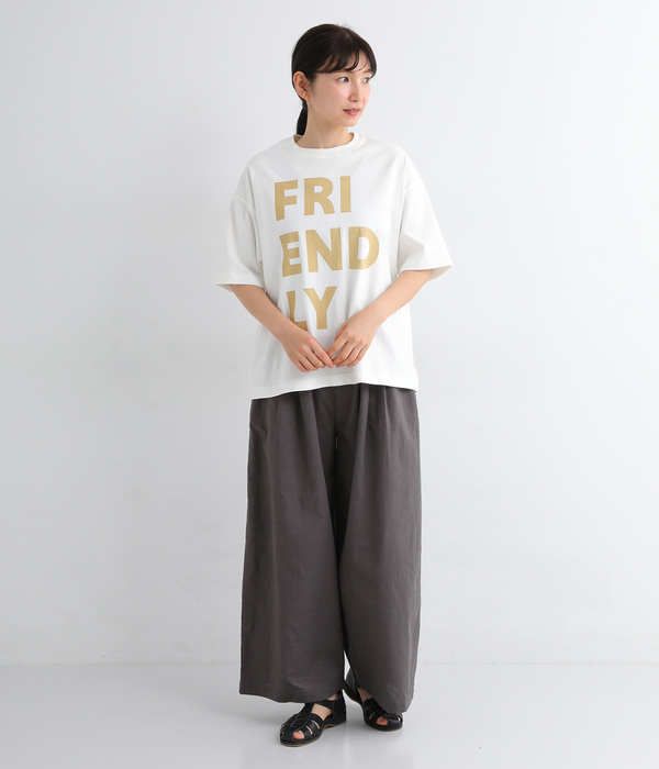 リサイクルコットン天竺 ロゴプリントTシャツ(A・オフホワイト)