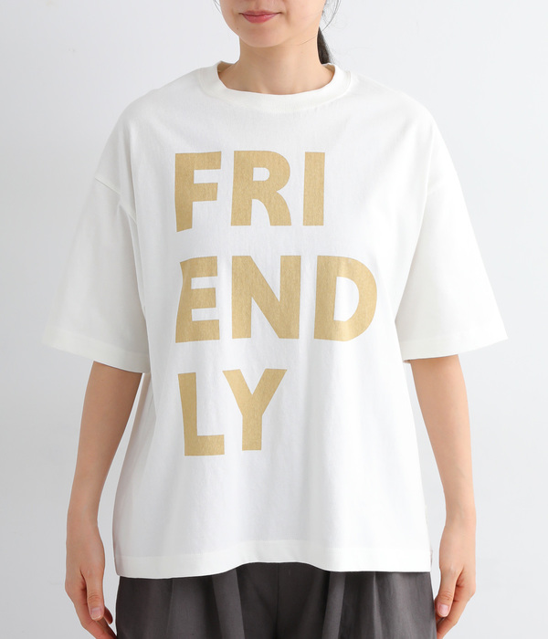 リサイクルコットン天竺 ロゴプリントTシャツ(A・オフホワイト)