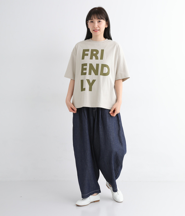 リサイクルコットン天竺 ロゴプリントTシャツ(A・オフホワイト)