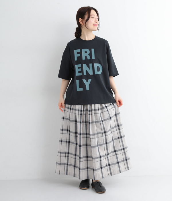 リサイクルコットン天竺 ロゴプリントTシャツ(A・オフホワイト)