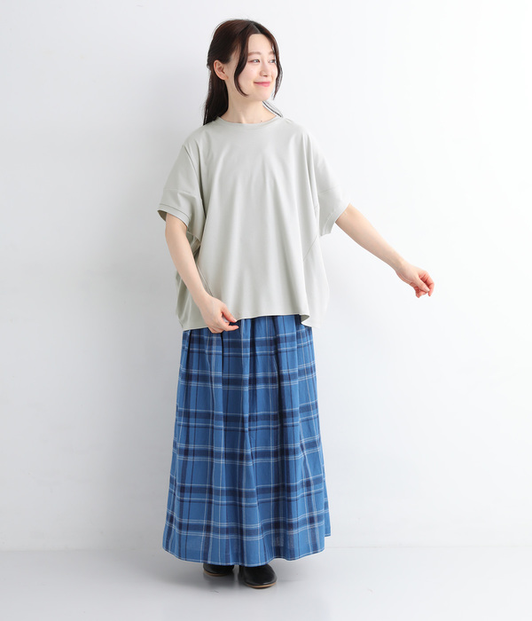 強撚スムース 切替ワイドTシャツ(A・オフ)