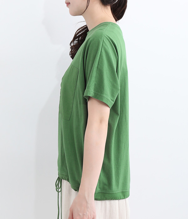 リサイクルコットン　ポケットドローストリングTシャツ(B・グラスグリーン)