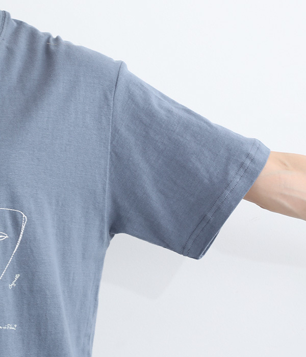 リサイクルコットン　いろいろパン刺繍Tシャツ(B・ダスティネイビー)